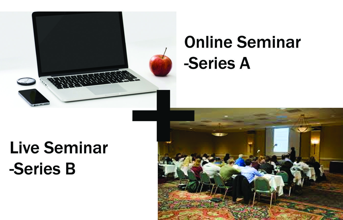 Online and live seminar promotional image.